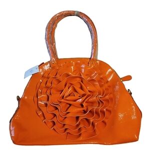 Orange Ruffled Women's Handbag